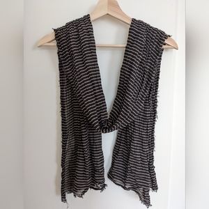4/$20 Club Monaco Black/Taupe Striped Scarf
